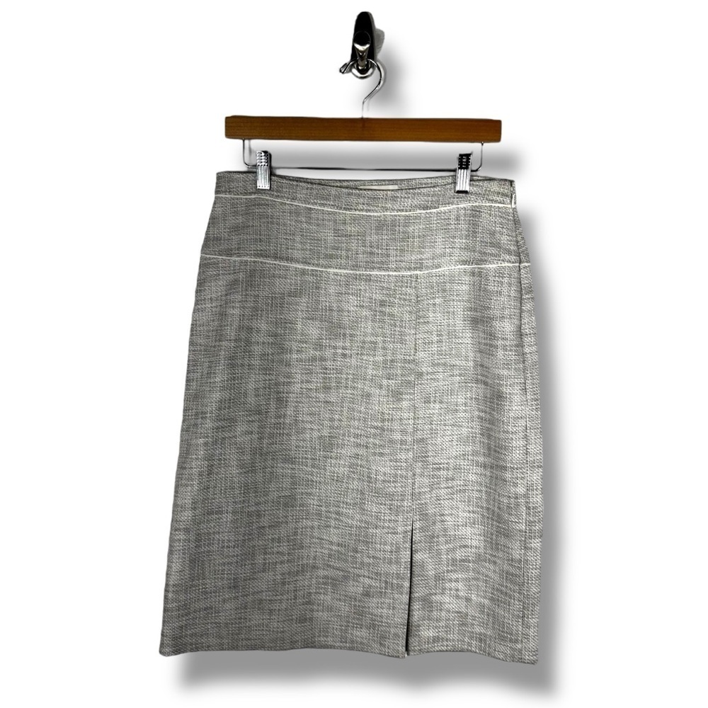 Club Monaco Textured Lightweight Tweed Pencil Skirt, Grey/White, Size 8